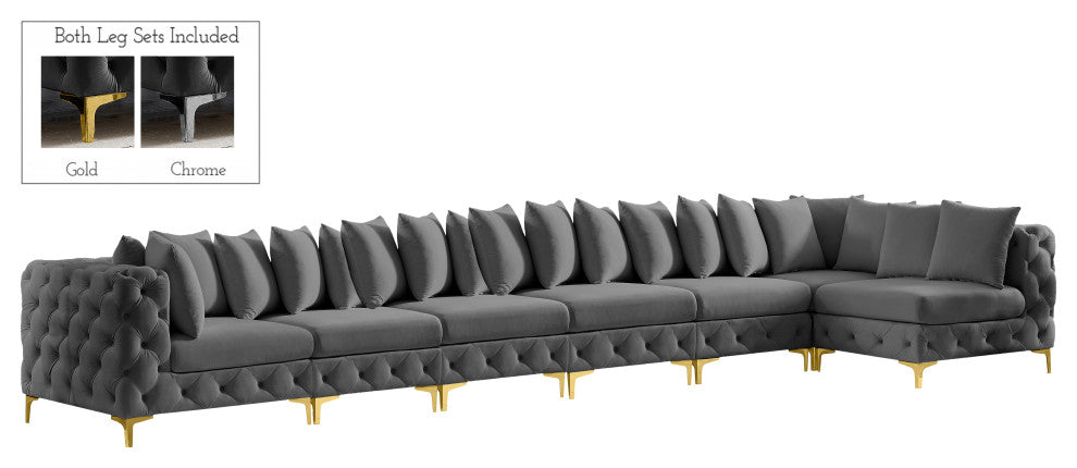 Tremblay Modular Sectional, Grey, L-Shaped, 7-Piece: Armless (5), Corner (2)