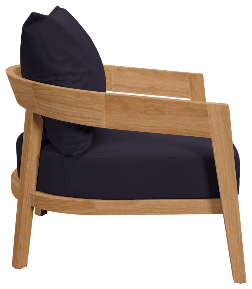 Brisbane Teak Wood Outdoor Patio Armchair, Natural Navy