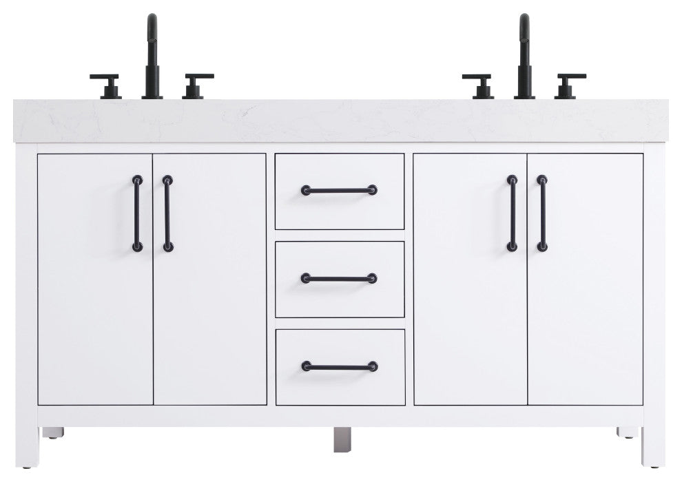 Home Living 60" Double Bathroom Vanity, White