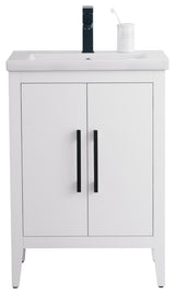 Vanity Art Bathroom Vanity With Sink, White, 24", Single Sink, Matte Black
