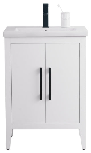 Vanity Art Bathroom Vanity With Sink, White, 24", Single Sink, Matte Black
