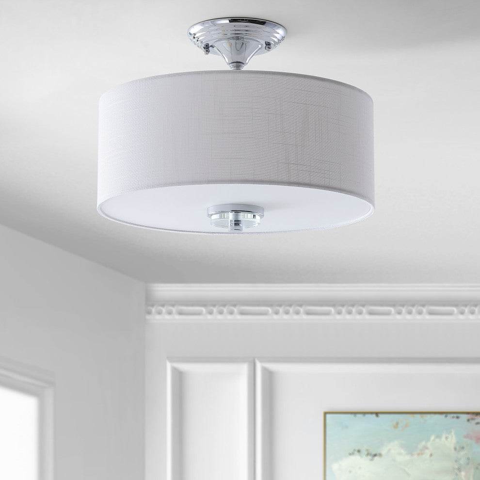 Marc 15" Metal and Crystal LED Flush Mount, Chrome