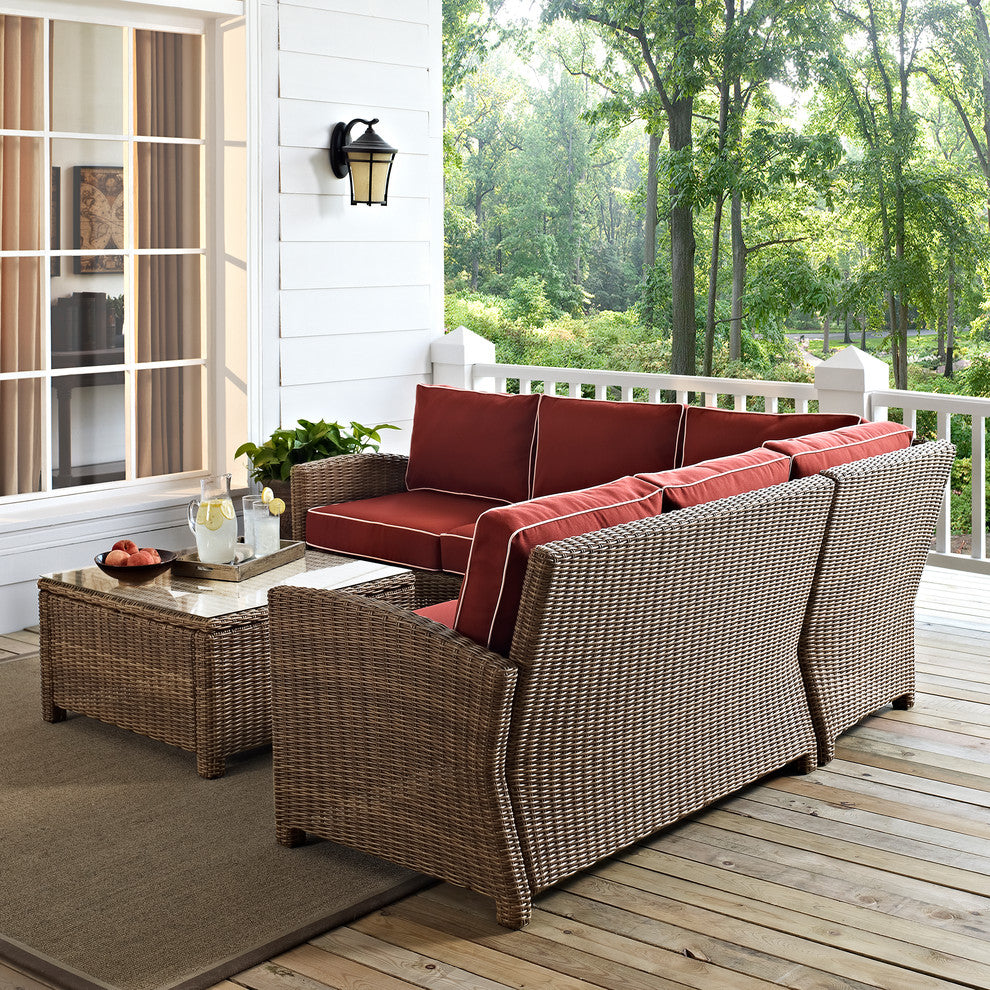 Bradenton 4-Piece Outdoor Wicker Seating Set With Sangria Cushions