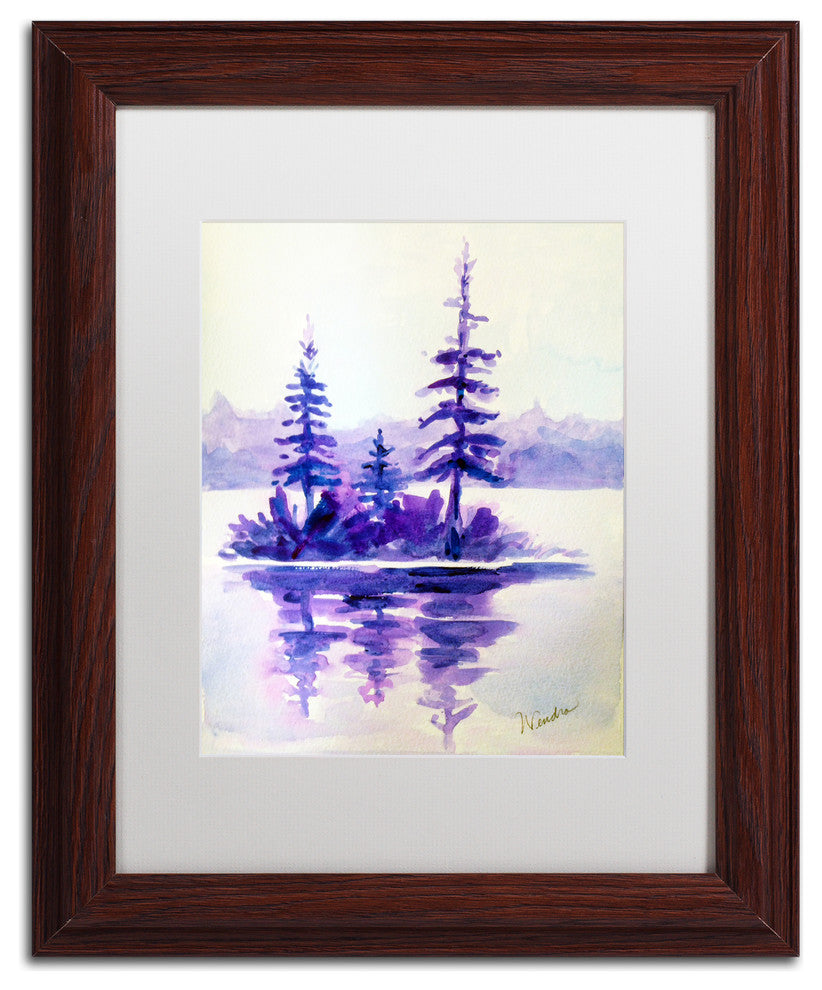 Wendra 'Purple Island' Matted Framed Art, Wood Frame, White Mat, 11x14