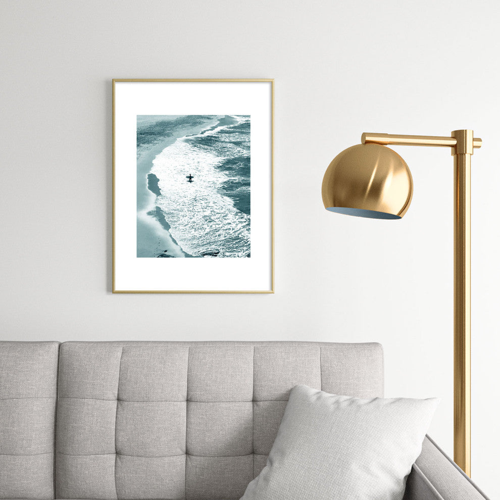 Gale Switzer Lone surfer slate Metal Framed Art Print