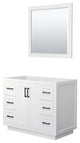 42" Single Bathroom Vanity, White, No Countertop, Black Trim, 34" Mirror