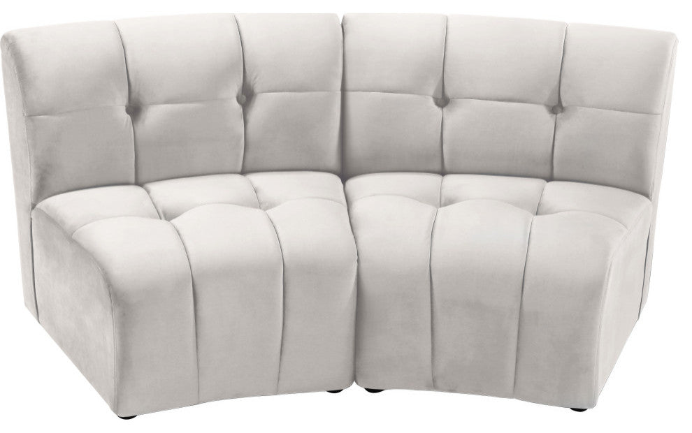 Limitless Velvet Upholstered 2-Piece Modular Sectional, Cream