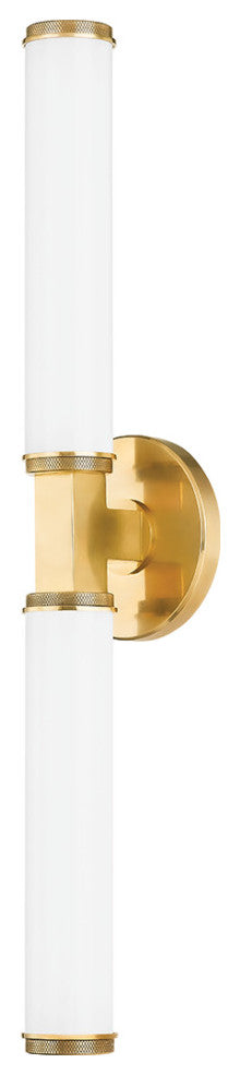 Cromwell 2 Light Wall Sconce, Aged Brass