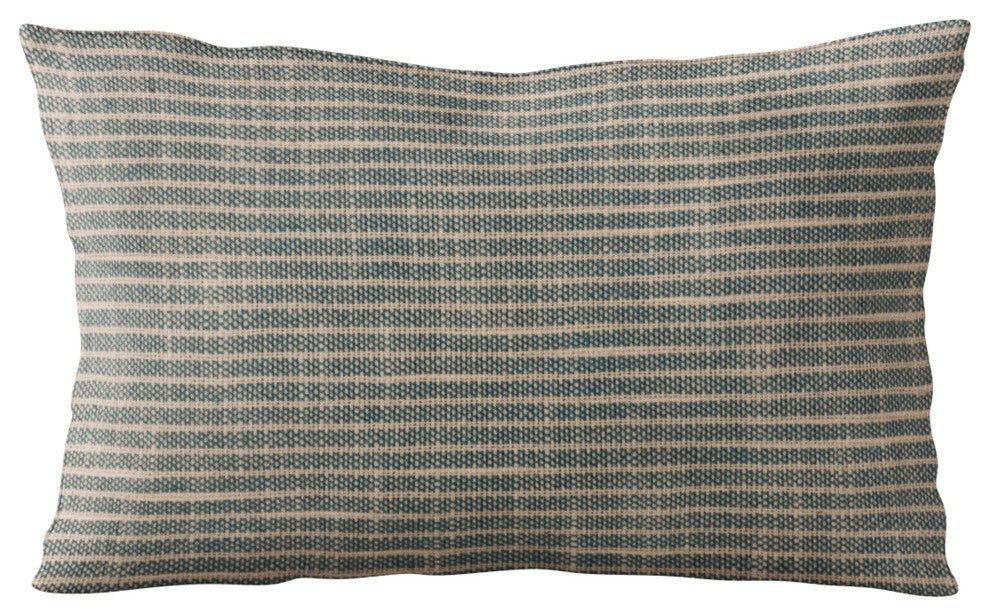 Plutus Blue Simple Stripe Luxury Throw Pillow, 16"x16"