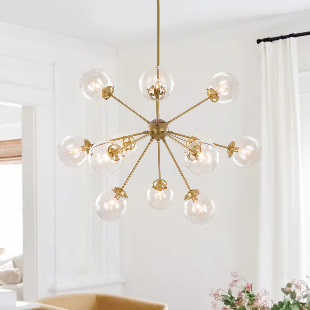 12-Light Modern Bubble Sputnik Chandelier, Brass
