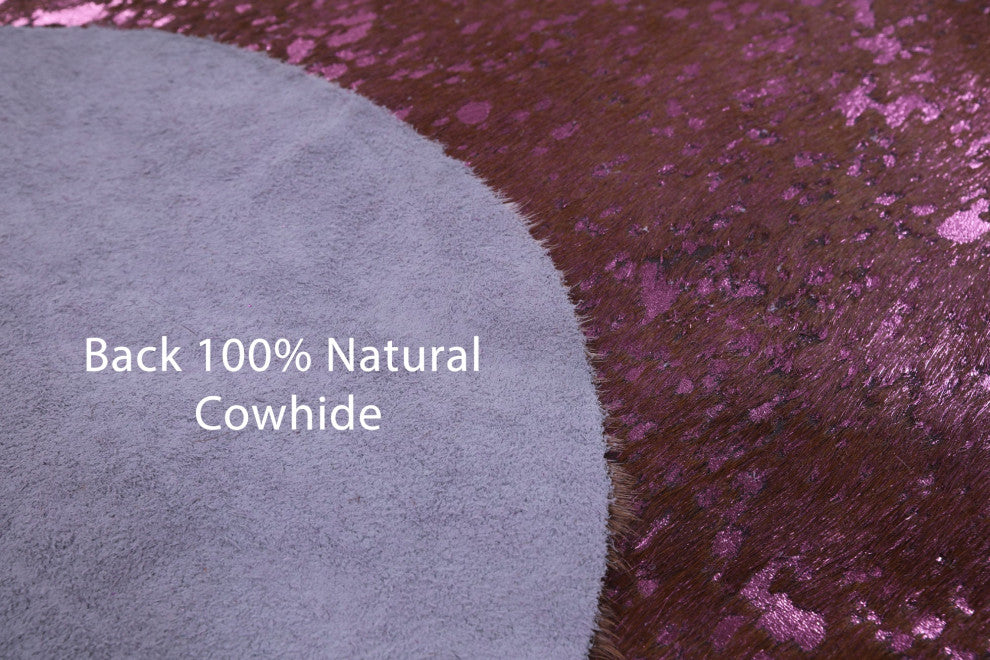 6' 9" X 6' 1" Pink Metallic Cowhide Rug C2147