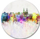 Santiago De Chile Skyline, Cityscape Painting Disc Metal Wall Art, 11"