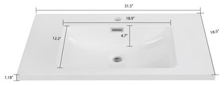 32" Solid Surface Resin Streamline K-1203-32 Vanity Top