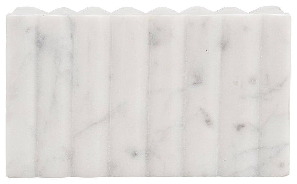 Marble, 7X3" Ridged Box, White
