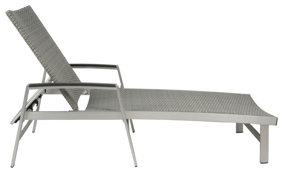 GDF Studio Joy Outdoor Wicker and Aluminum Chaise Lounges, Set of 2