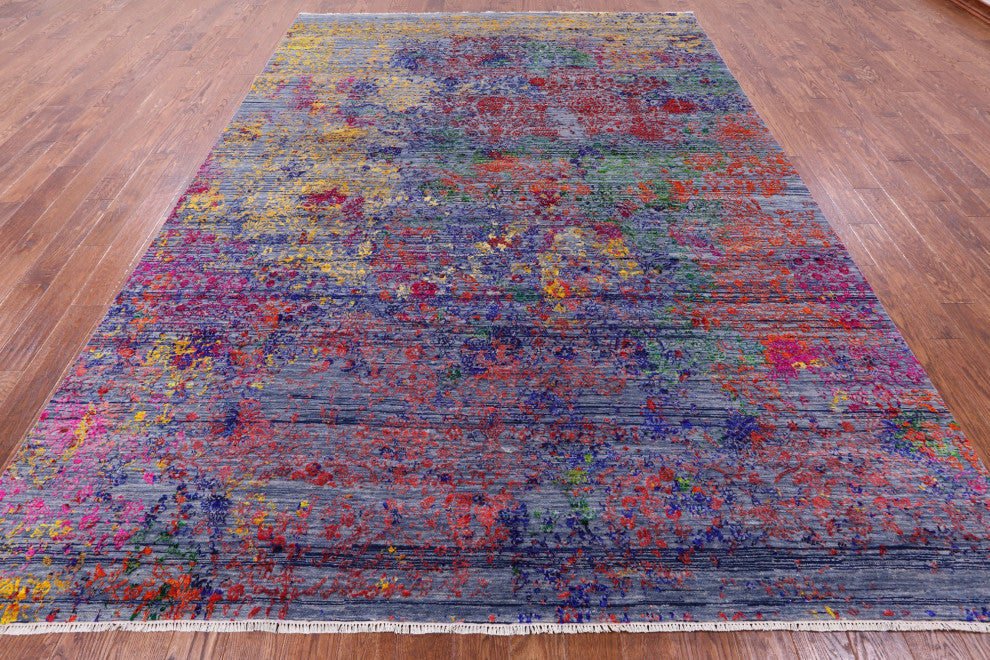 Handmade Modern Wool and Silk Rug 8' 10" X 12' 4" Q11861
