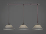 3 Light Mini Pendant, 12" Gray Linen Glass