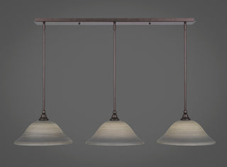 3 Light Mini Pendant, 12" Gray Linen Glass