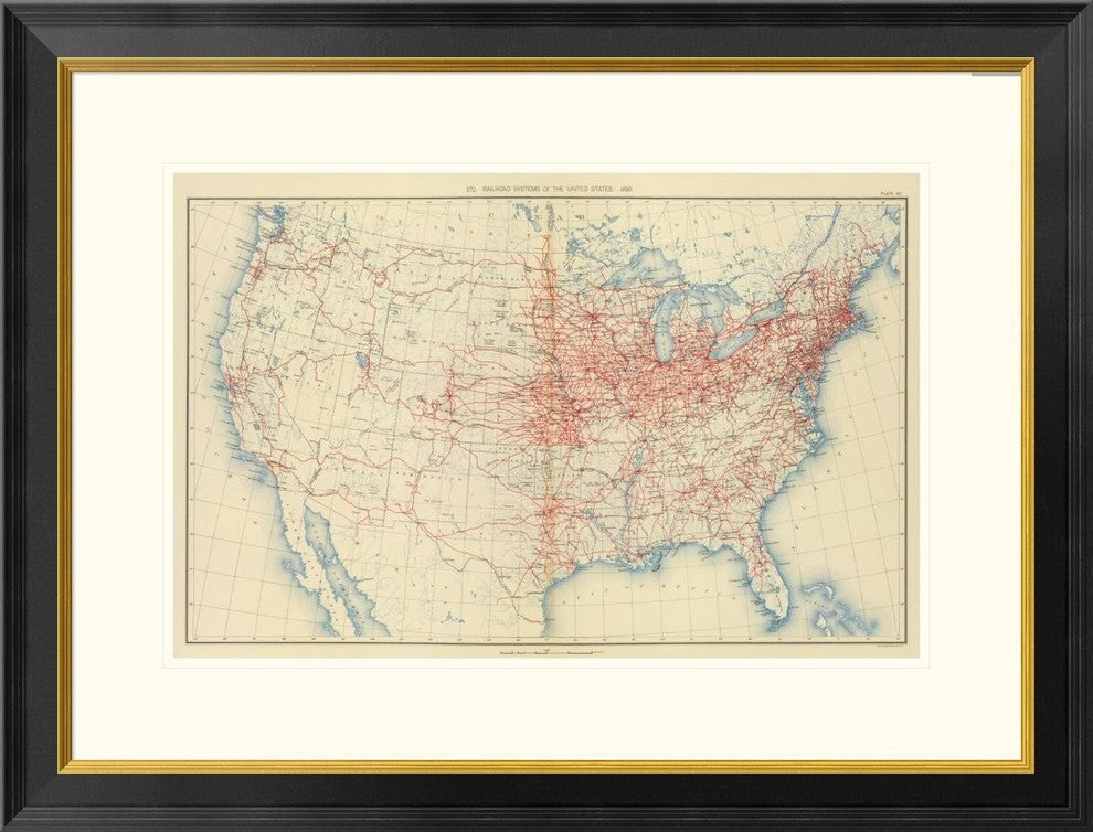"60 Railroad systems 1890" Framed Digital Print by Henry Gannett, 32x25"