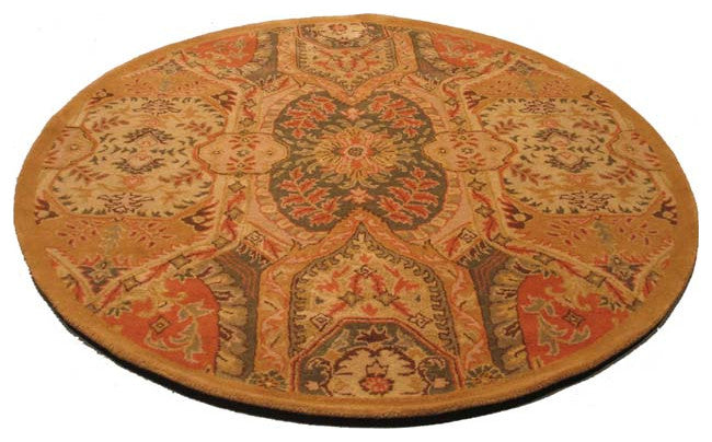 Hand-Tufted Wool Red Transitional Floral Piazza Rug, 6' Round