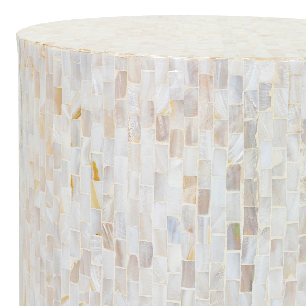 Surya Iridescent ISC-001 End Table, Ivory/Gray
