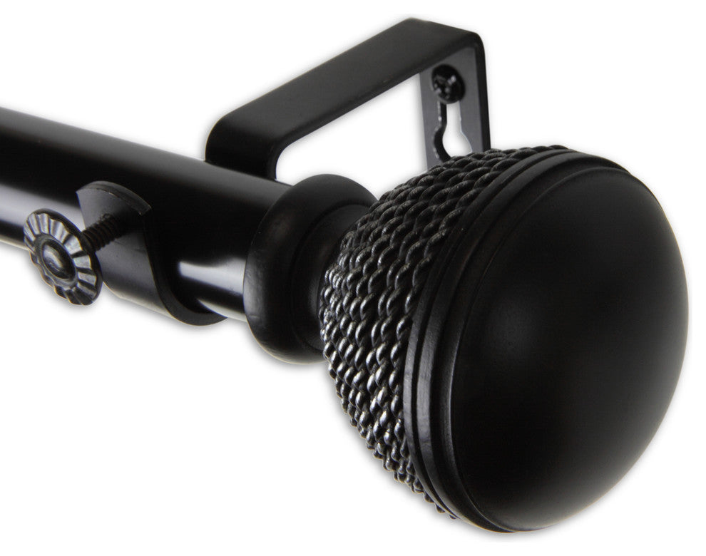 Woven 1" Curtain Rod, Black, 120"-170"