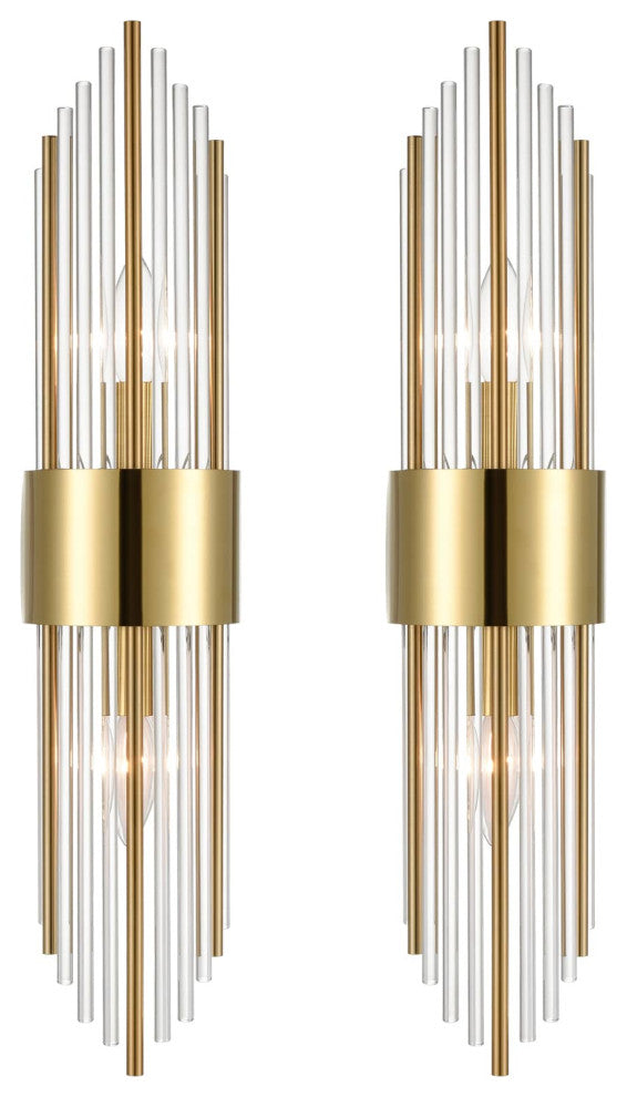Modern Crystal Wall Sconce Set of 2, Gold