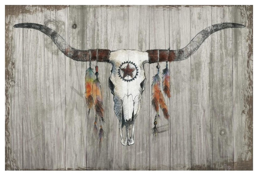 "Longhorn on Dark Gray Wood" Digital Paper Print by Avery Tillmon, 50"x34"
