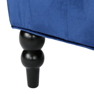 GDF Studio Leona Traditional High Back Tufted Winged Fabric Loveseat, Navy Blue