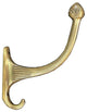 Brass Victorian Single Hook, Satin Brass