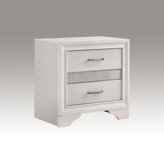 2 Drawers Wooden Nightstand, White