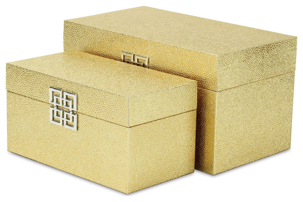 Galena "Double Happiness" Faux Shagreen Box Set, Gold