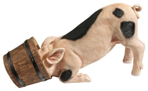 Fun-Loving Bucket Head Piglet Statue