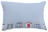 Beach Huts Geometric Print Throw Pillow With Linen Texture, Light Blue, 14"x20"