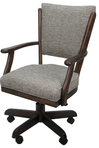 Caster Swivel Dining Chair on Wheels, Solid Wood, Jetty June Walnut