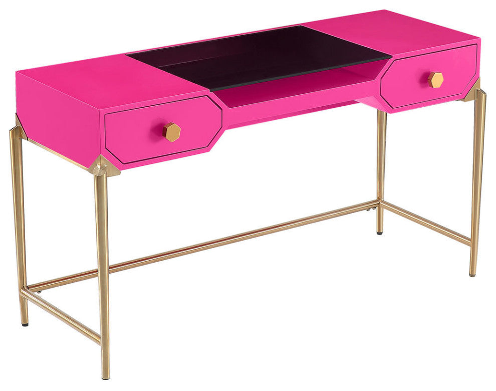 TOV Furniture Bajo Pink Lacquer Desk