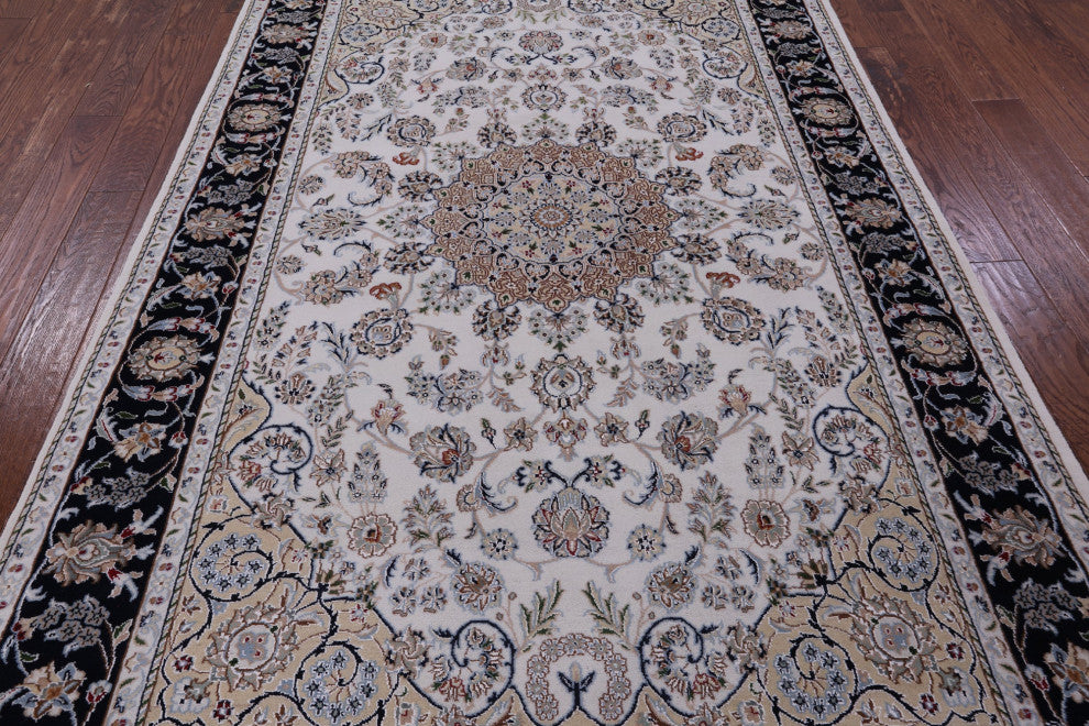 5' 10" X 9' 1" Wool & Silk Persian Nain Hand-Knotted Rug - Q14734