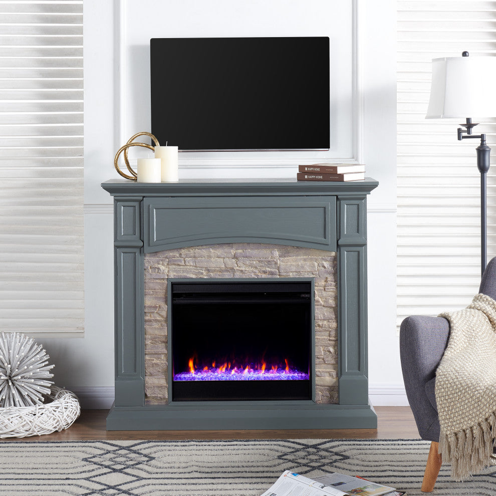 Savannah Color Changing Media Fireplace, Gray