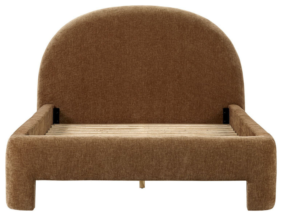 Nina Upholstered Platform Bed, Brown, King