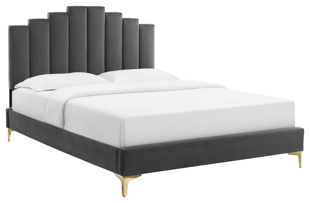 Elise Full Performance Velvet Platform Bed MOD-6880-CHA
