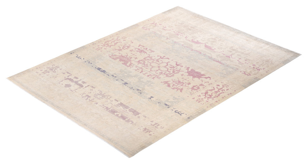 Eclectic, One-of-a-Kind Hand-Knotted Area Rug Ivory, 8'2"x11'4"