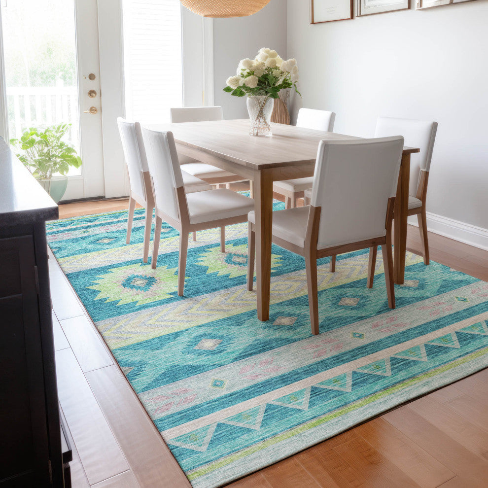 Addison Premium Washable Mayfield AMF178 Teal 9' x 12' Rug