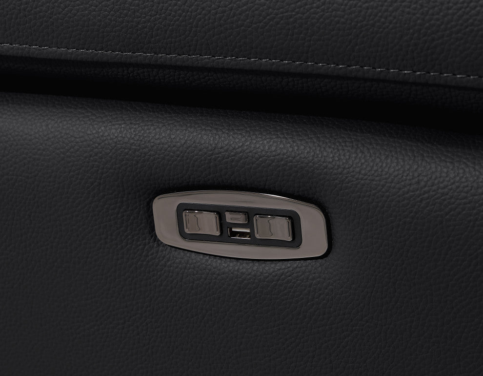 Antonio Italian Leather 5-Piece L-Shaped Power Reclining Sectional, Black