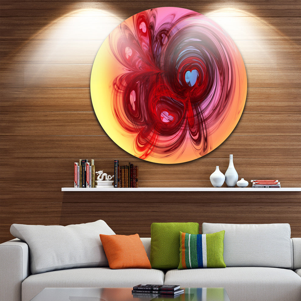 Waves Around The Hearts, Abstract Abstract Art Round Wall Art, 23"