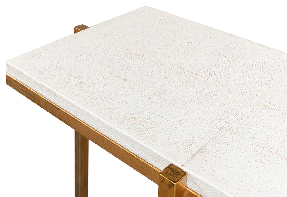 Shagreen Console Table Osprey White Leather