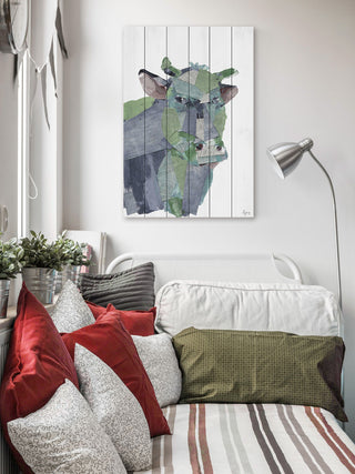 "La Vaca" Painting Print on White Wood, 24"x36"