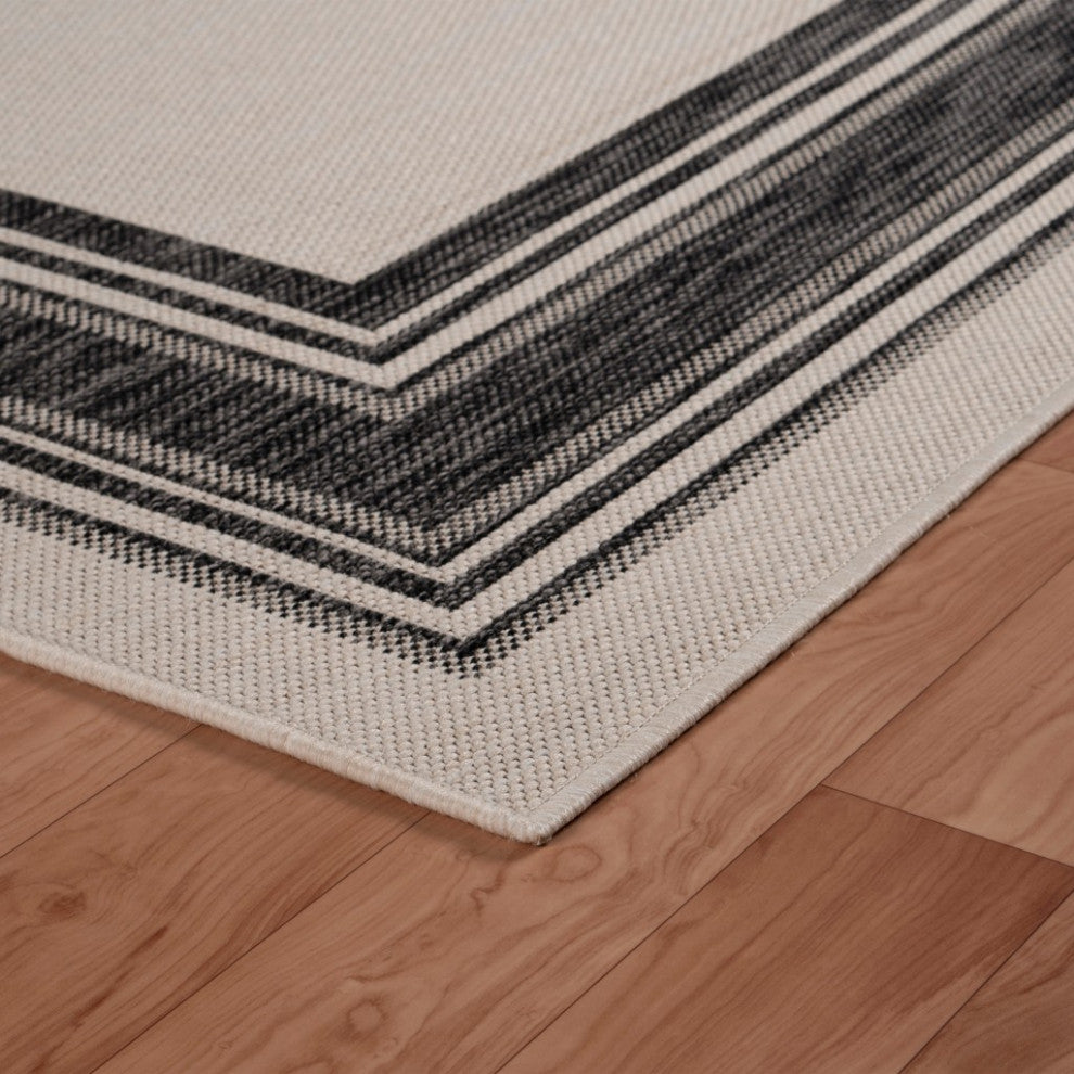 8" x 10" Light Gray Framed Indoor Outdoor Area Rug