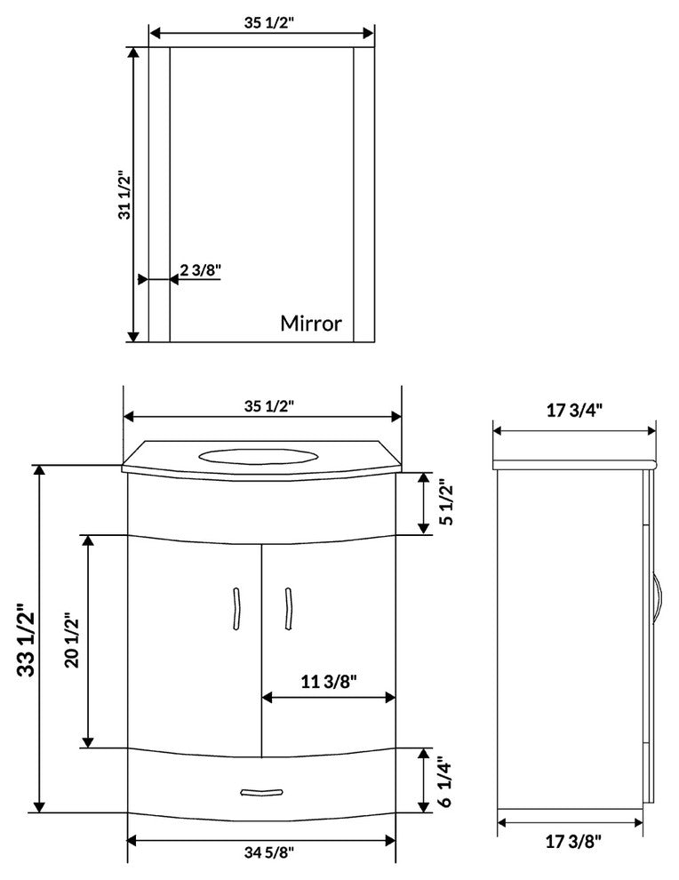 108" White Vanity, 36" Double Sink Bases, Double 12 Drawer Bases, LV5-C21-108-W