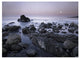 "Full moon over boulders at El Pescador State Beach, Malibu" Paper Art, 26"x20"