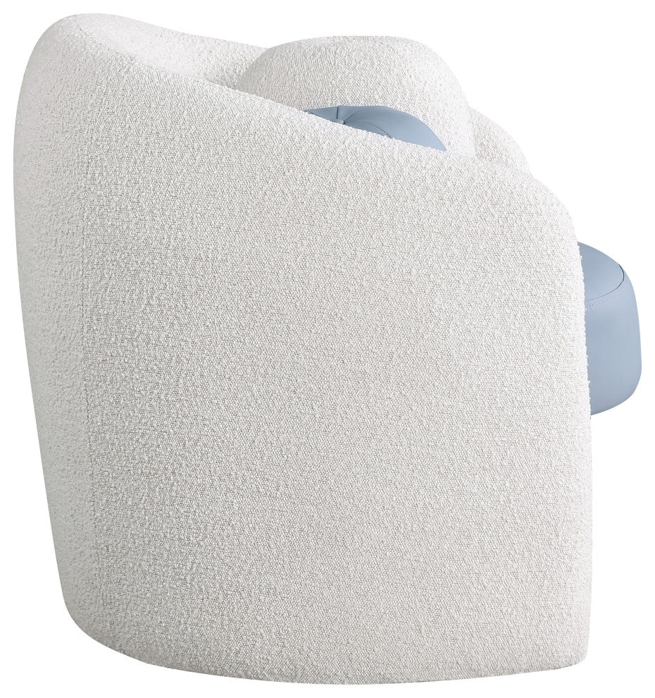 Acadia Black Boucle Fabric Accent Chair, Blue